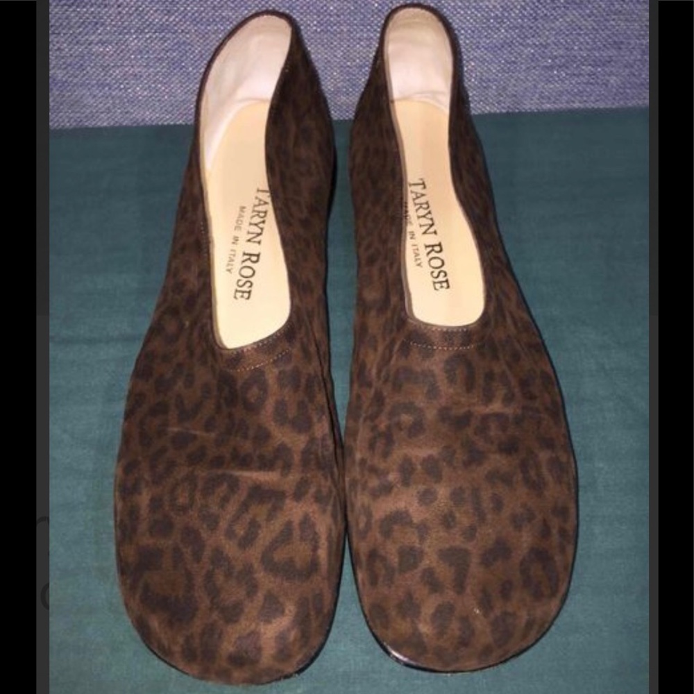 Taryn Rose bootsie leopard suede flats